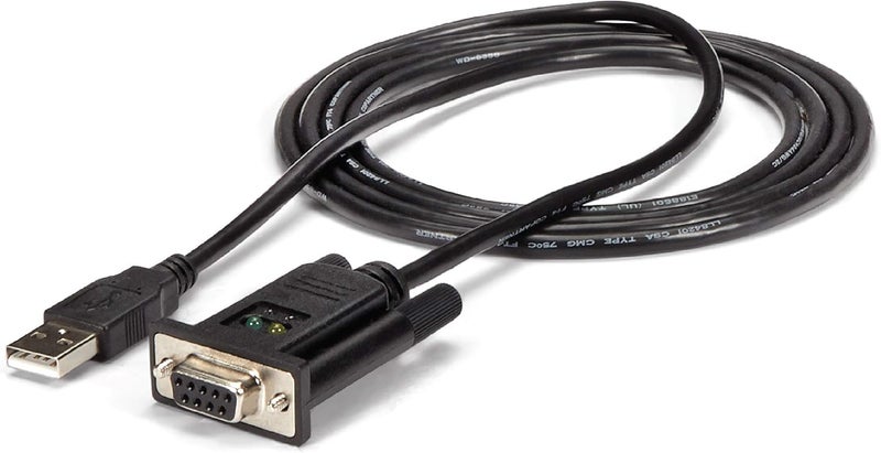 Star Tech .com 6ft (1.8m) 1-Port USB to Serial RS232 Adapter, FTDI DB9 Serial DCE Adapter Cable, Null Modem, USB 2.0 - TAA - Image 1